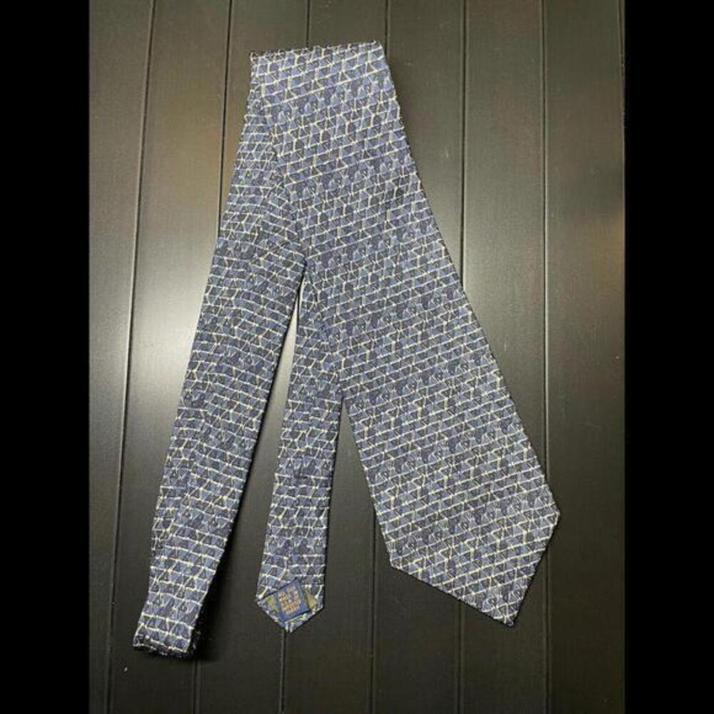 Vintage Chaps Ralph Lauren Tie Blue Geometric Necktieโ